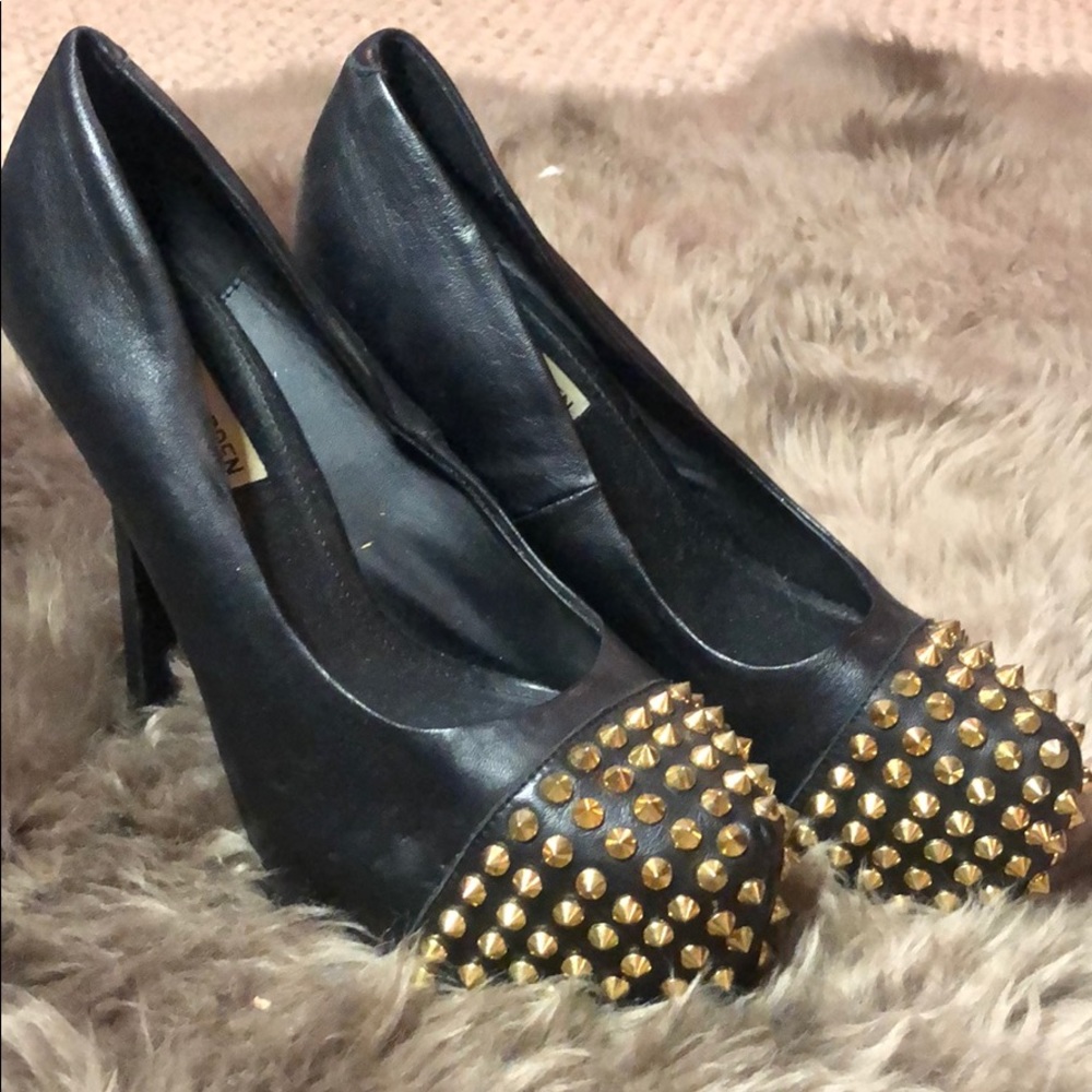 Black Platform heels with Gold Toe Spikes